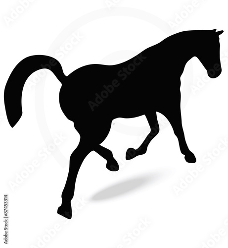 horse silhouette in prancing walk pose