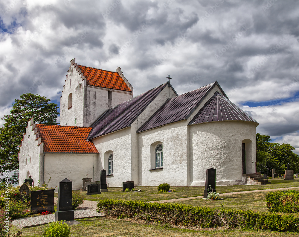 whitewashed swedish church
