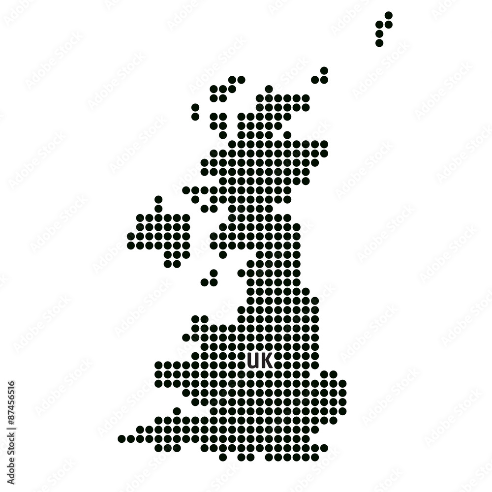 Fototapeta premium Black Vector Map of UK.