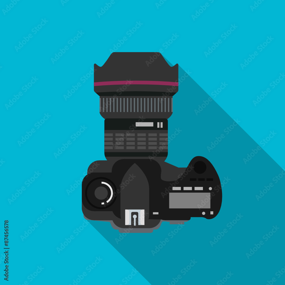 DSLR Camera top view icon flat design vector Stock Vector | Adobe Stock