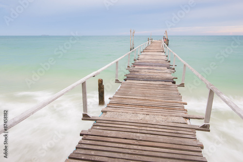 Wood Bridge on the beach at Samet Island, Thailand