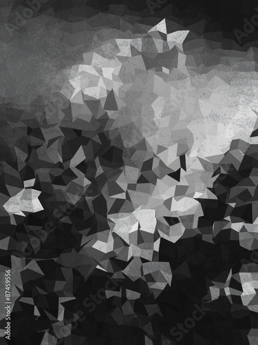 Abstract black and white geometrics shape with gray grudge textu