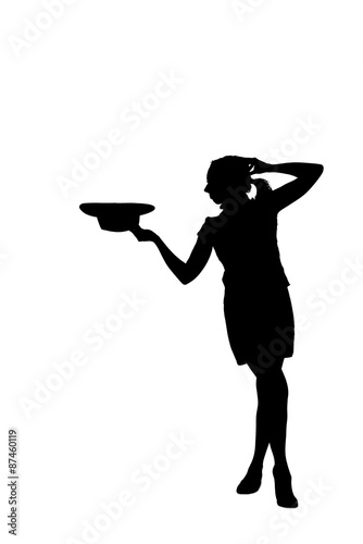 woman silhouette taking off a hat