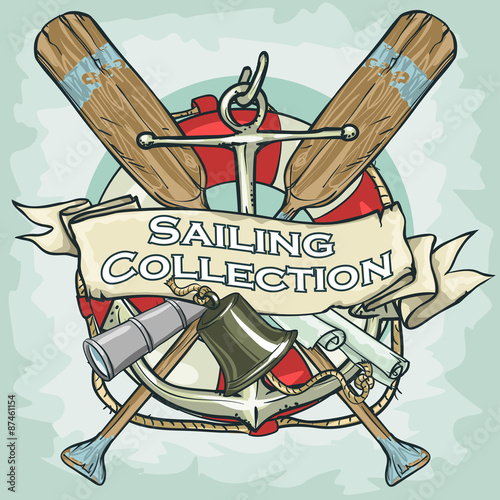 Nautical Label with sample text, Sailing Collection