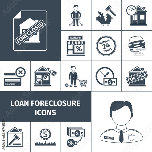 Loan Foreclosure Icons Black
