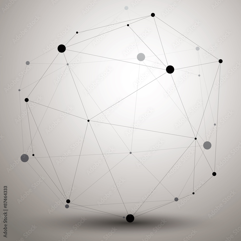 Spatial technological contrast shape, polygonal single color wir Spatial technological contrast shape, polygonal single color wir