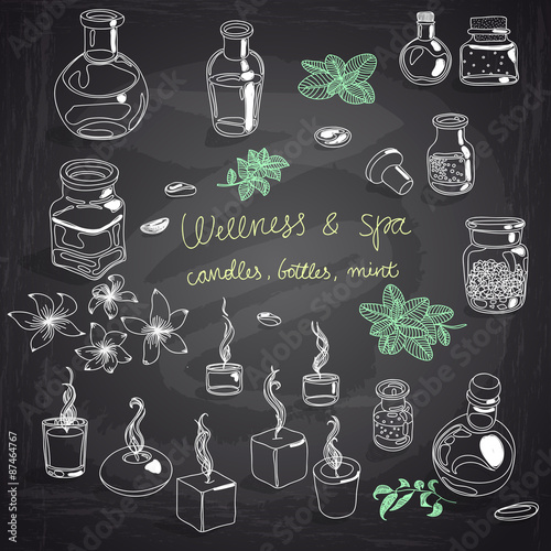 Vector illustration set with wellness and spa motives. 