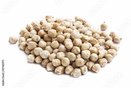 Raw Chickpeas Isolated on White