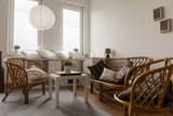 Wicker furniture in living room