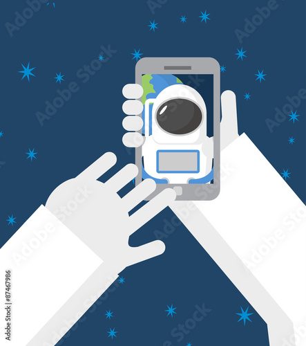 Astronaut makes selfie in space. Astronaut photographed myself o