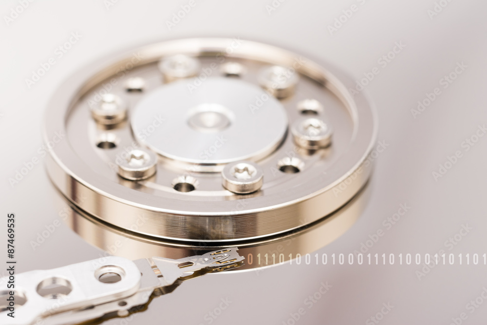 Computer Hard Disk Drive Internals And Binary Number Code Computer Hard Disk Drive Internals And Binary Number Code