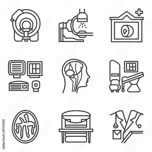 MRI black simple line icons set