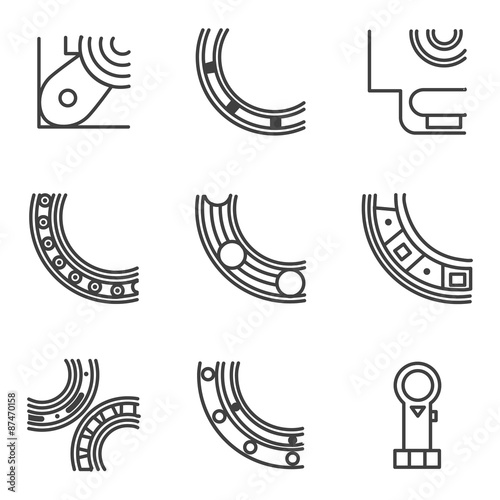 Parts of bearing line icons