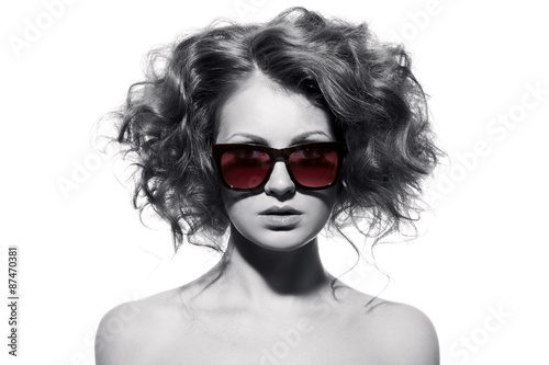 Fashion Woman With Sunglasses. Isolated