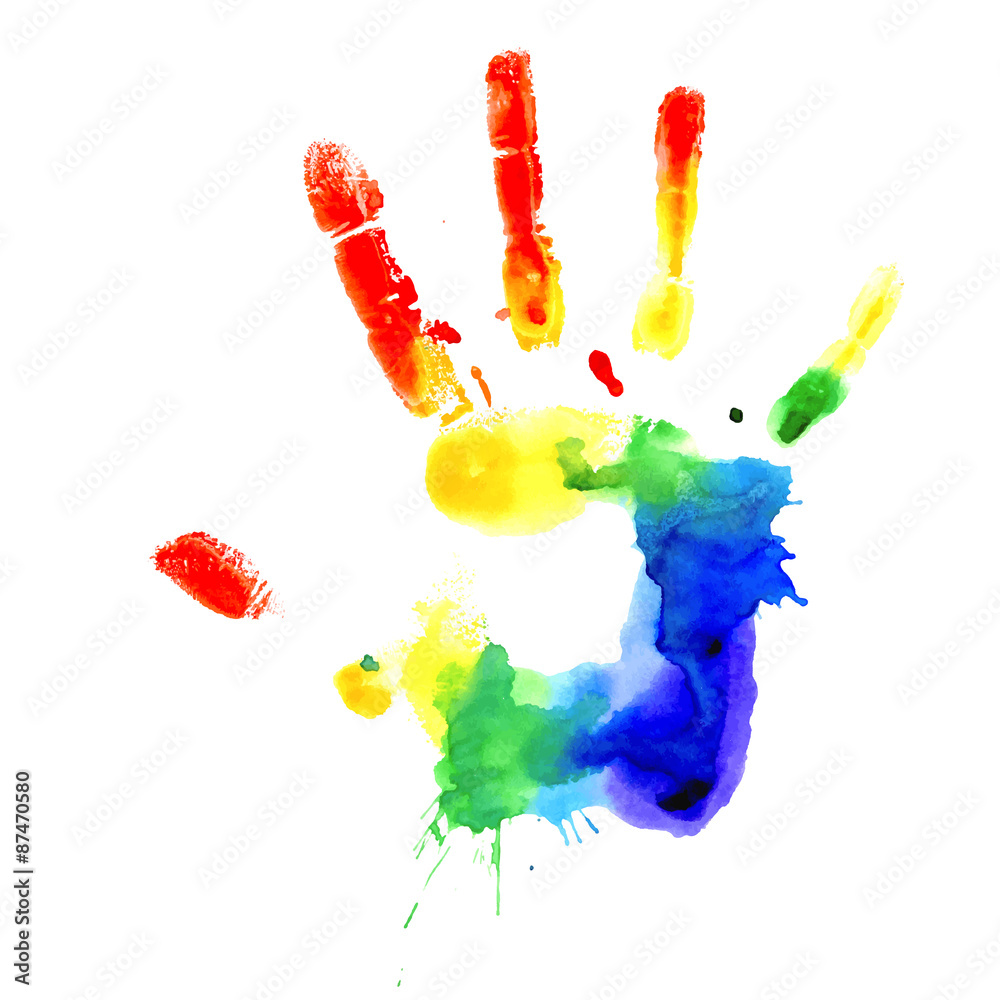 Handprint in vibrant colors of the rainbow Handprint in vibrant colors of the rainbow