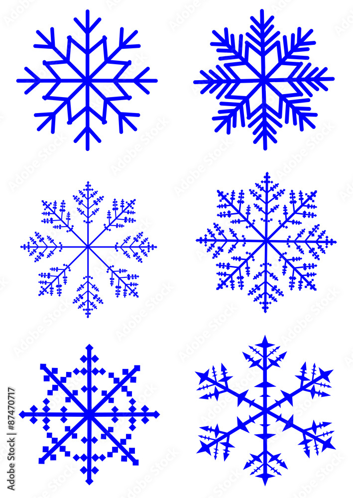 Fototapeta premium various shapes of snowflakes 