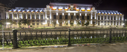 Bucharest nightscene - Justice Palace and Dimbovita river.