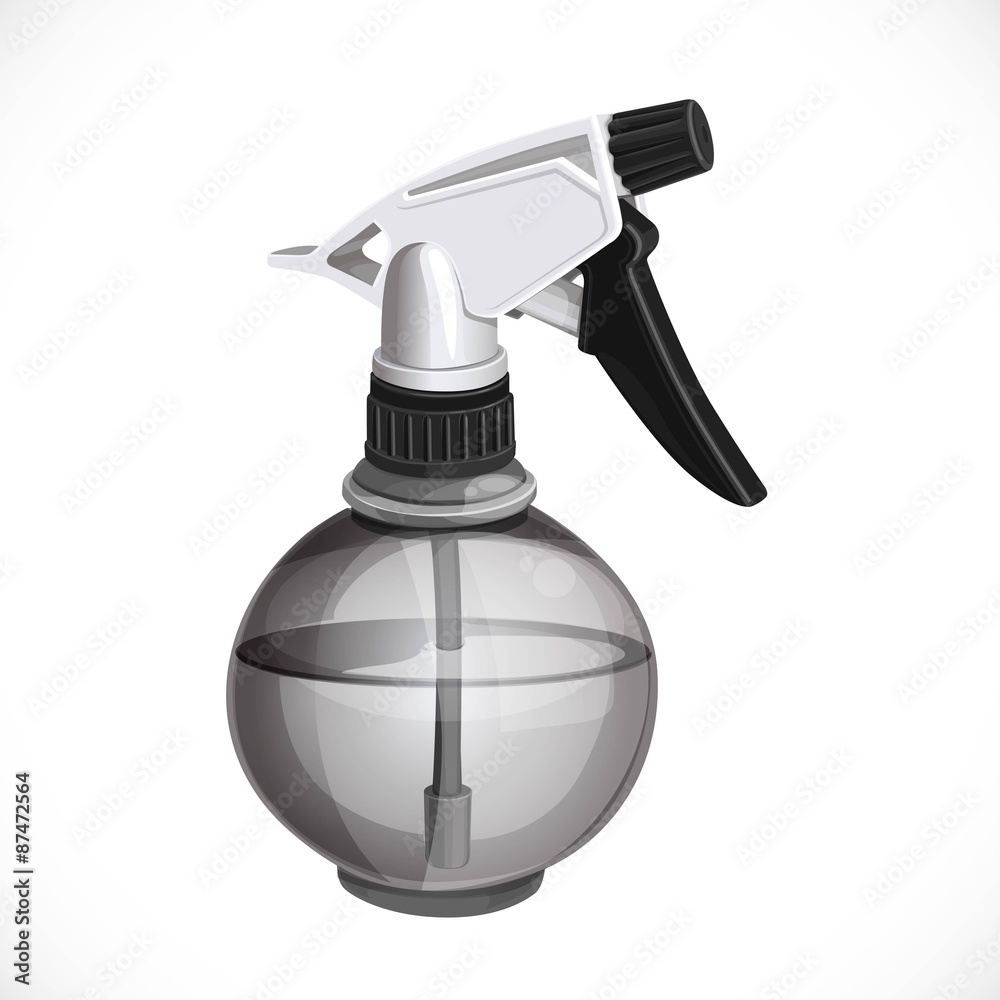 Black and white plastic spray of water isolated on a white back Black and white plastic spray of water isolated on a white back