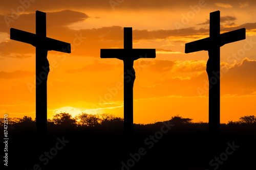 Fototapeta Jesus and crosses