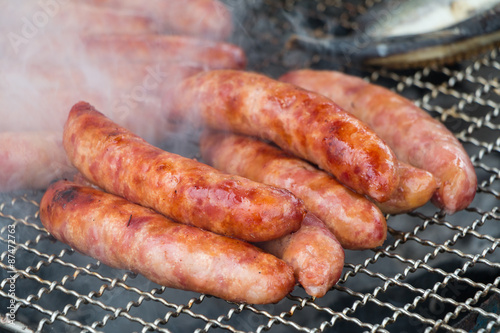 Taiwanese sausages on the grill