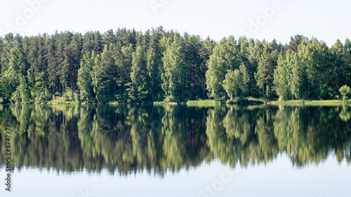 symmetric reflections on calm lake