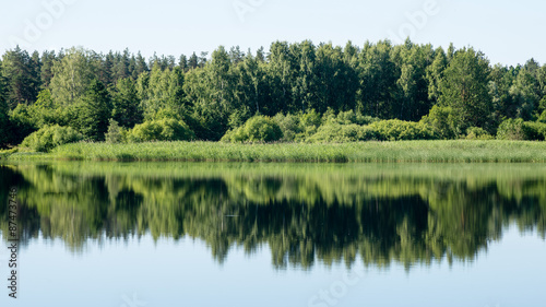 symmetric reflections on calm lake