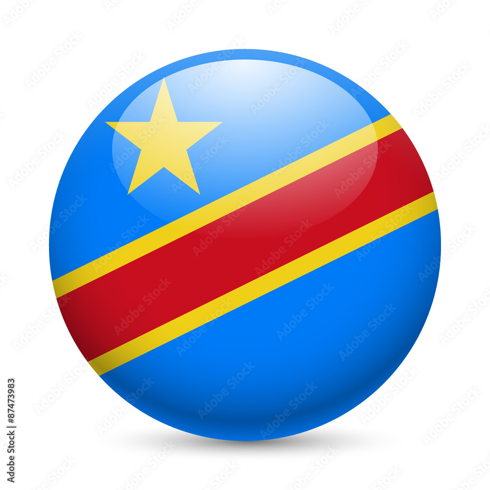 Round glossy icon of DR Congo