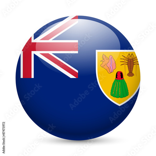 Round glossy icon of Turks and Caicos Islands