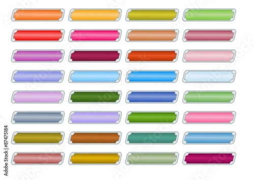 Multicolored buttons set for web-design. Empty rectangle buttons in different color hue, suitable as hover effect. EPS10 vector