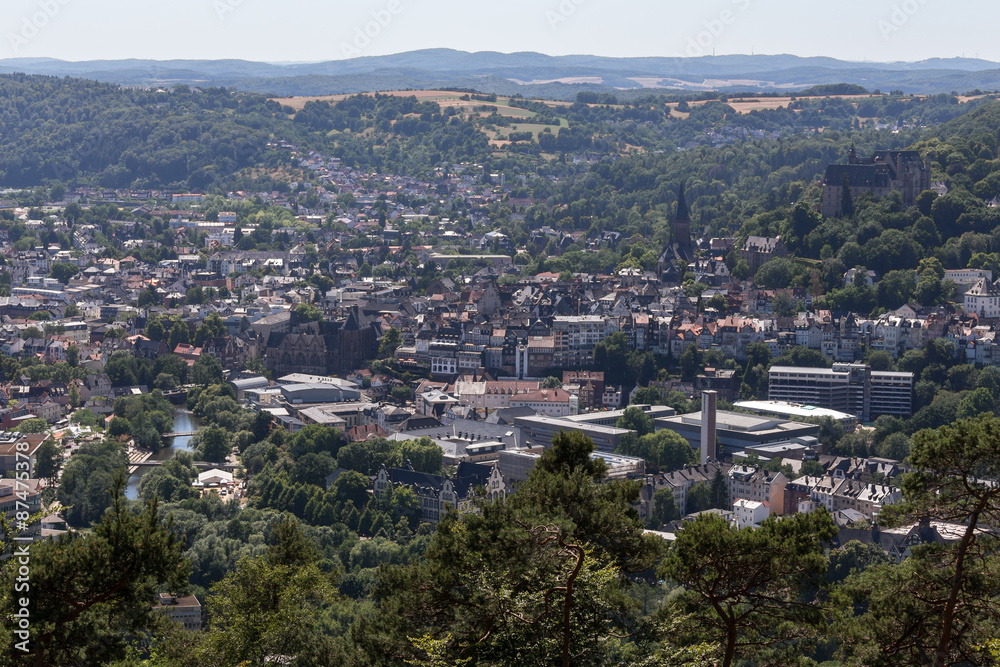 marburg city germany from above in the summer