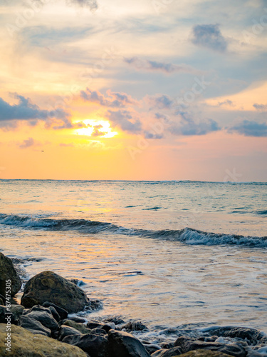 Tropical sunset on the beach. Bali island