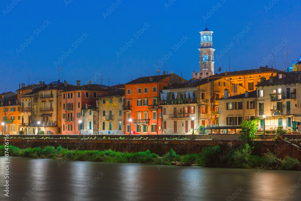 Adige River Embankment in Verona, Italy