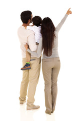 rear view of indian family pointing