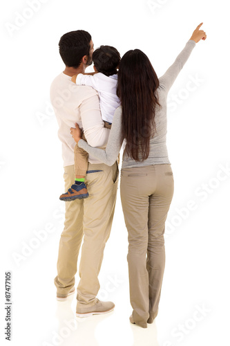 rear view of indian family pointing