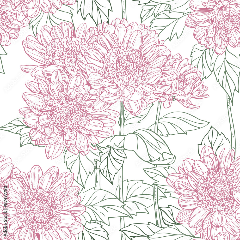 Fototapeta premium Seamless pattern chrysanthemum
