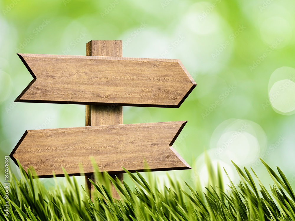 Wooden sign over abstract natural backgrounds Wooden sign over abstract natural backgrounds