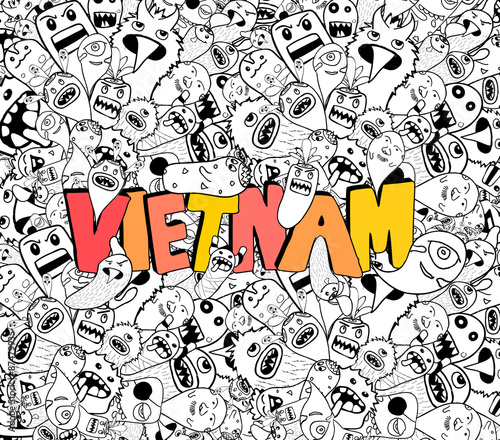 Vietnam doodle hipster background
