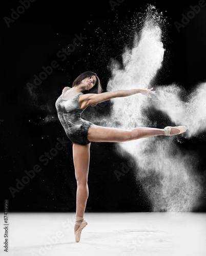 ballerina dancing with flour