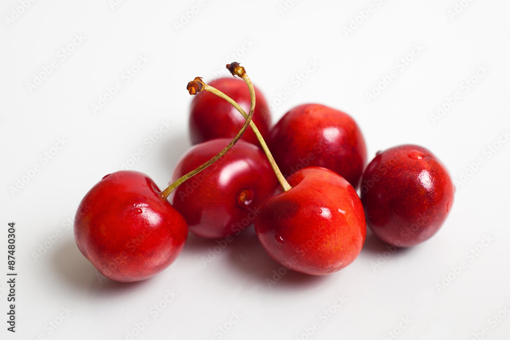 cherries on white background