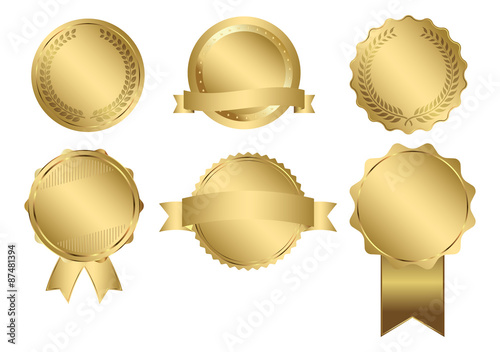 Vector Badges of Gold Seal Set