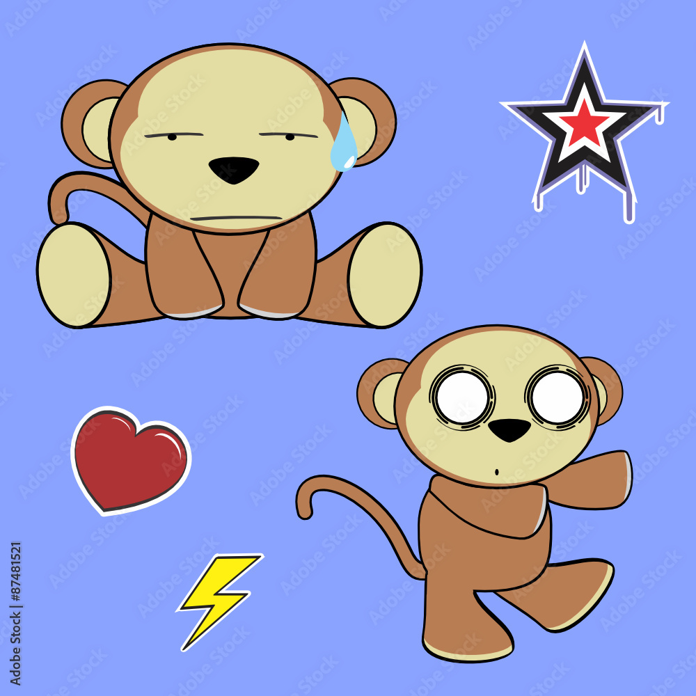 Fototapeta premium sweet ape cartoon expressions set in vector format