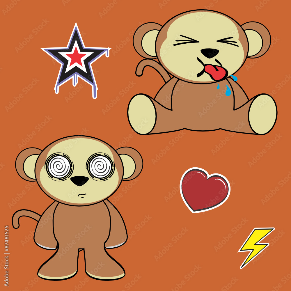 Obraz premium sweet monkey cartoon expressions set in vector format