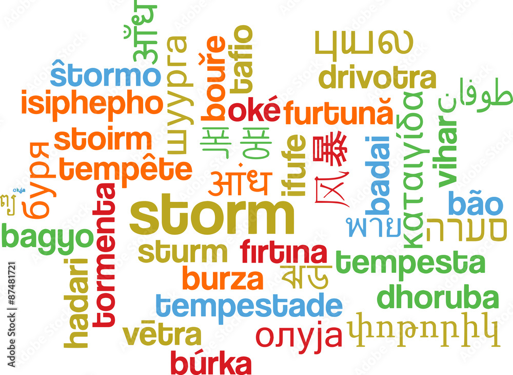 Storm multilanguage wordcloud background concept
