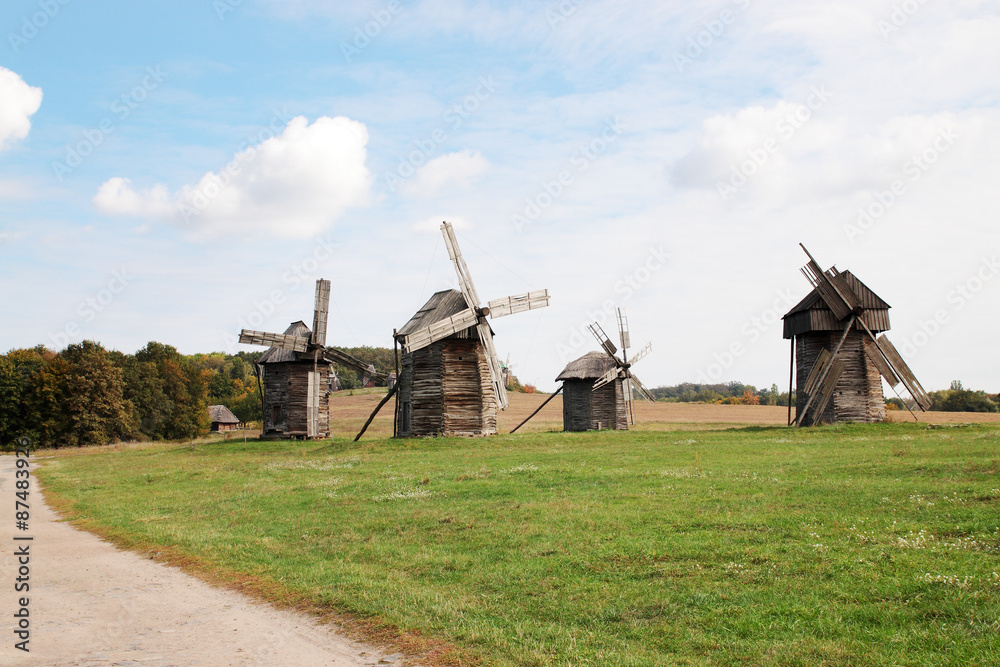 Fototapeta premium Old windmill in museum in Ukraine