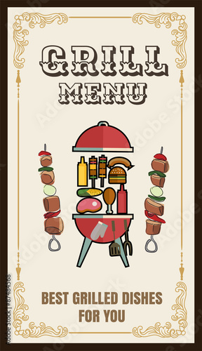 Vector Illustration of a Grill Menu Design Template