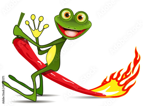 Frog on hot pepper