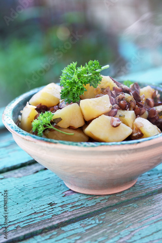 potato stew with lentils photo