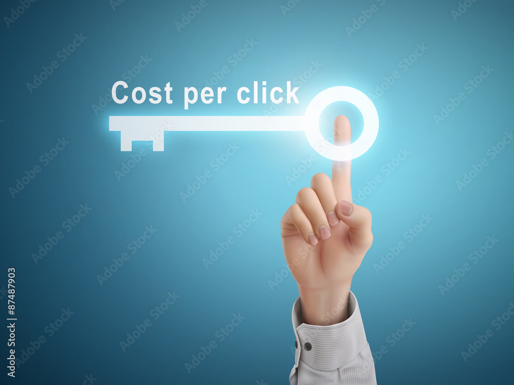 male hand pressing cost per click key button male hand pressing cost per click key button