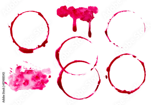 vectorized watercolor abstract wine splashes and blots set