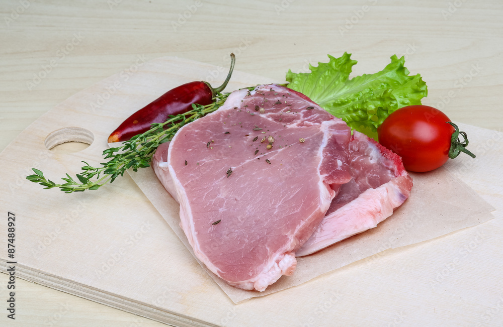 Raw pork steak